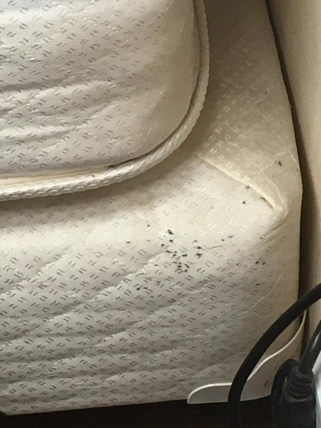 Inspection photo of staining along a mattress corner